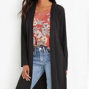 Maurices Black Ribbed Long Sweater Duster